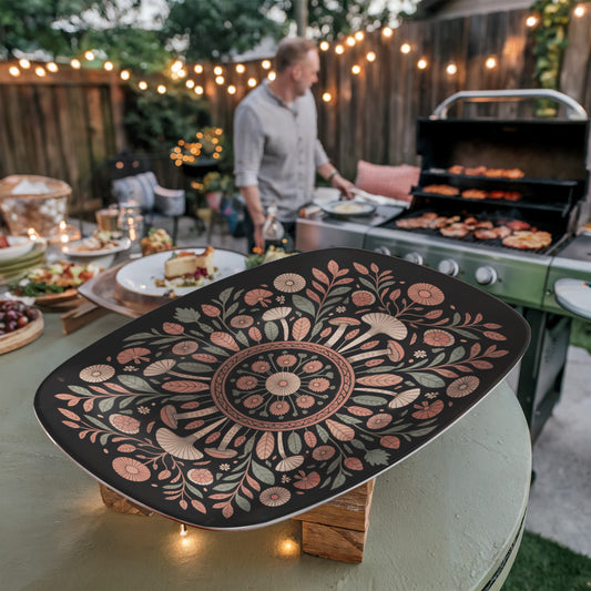 Cottage-core Mushrooms and Flowers Platter