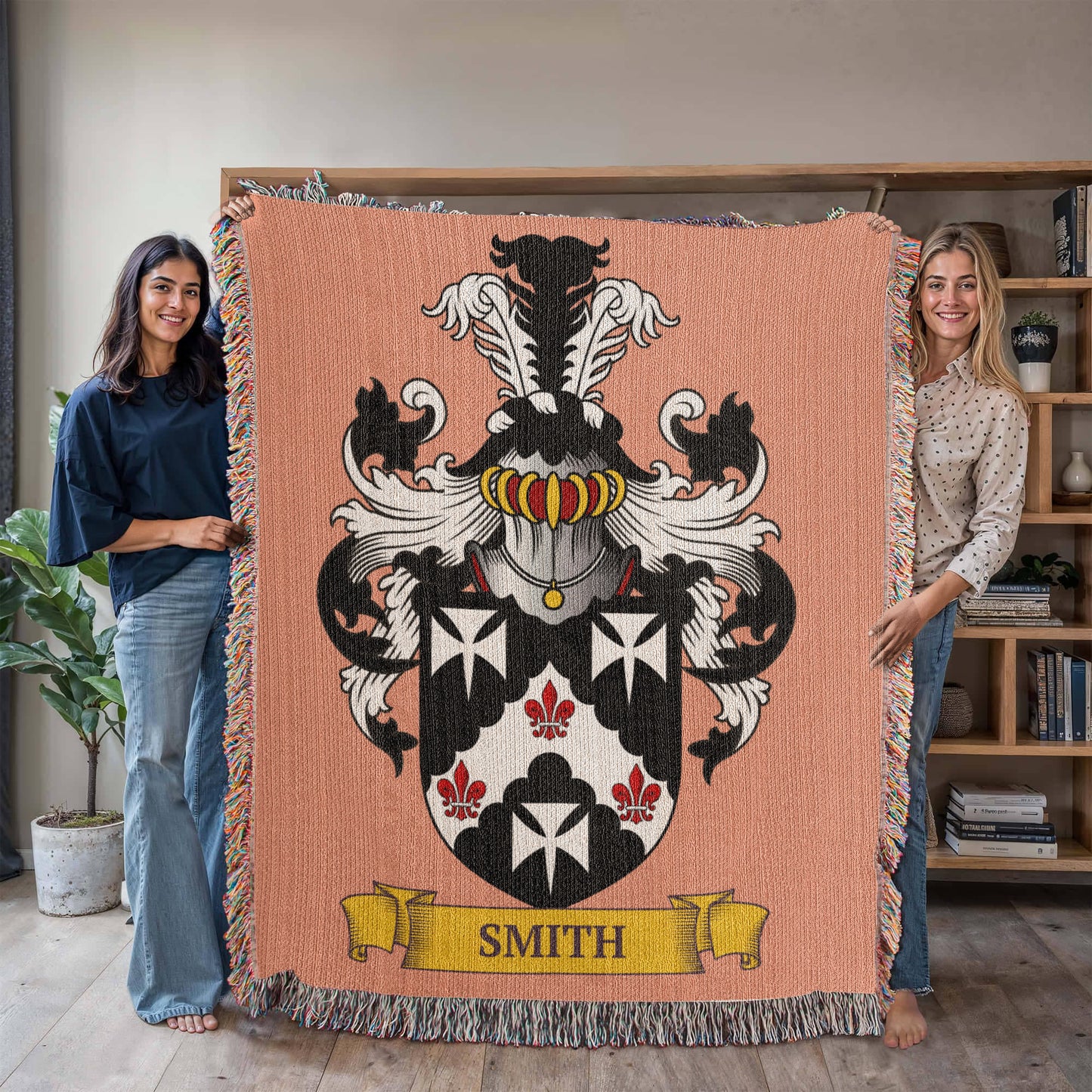 PEACH || 50 x 60 in - Family Crest Woven Blanket