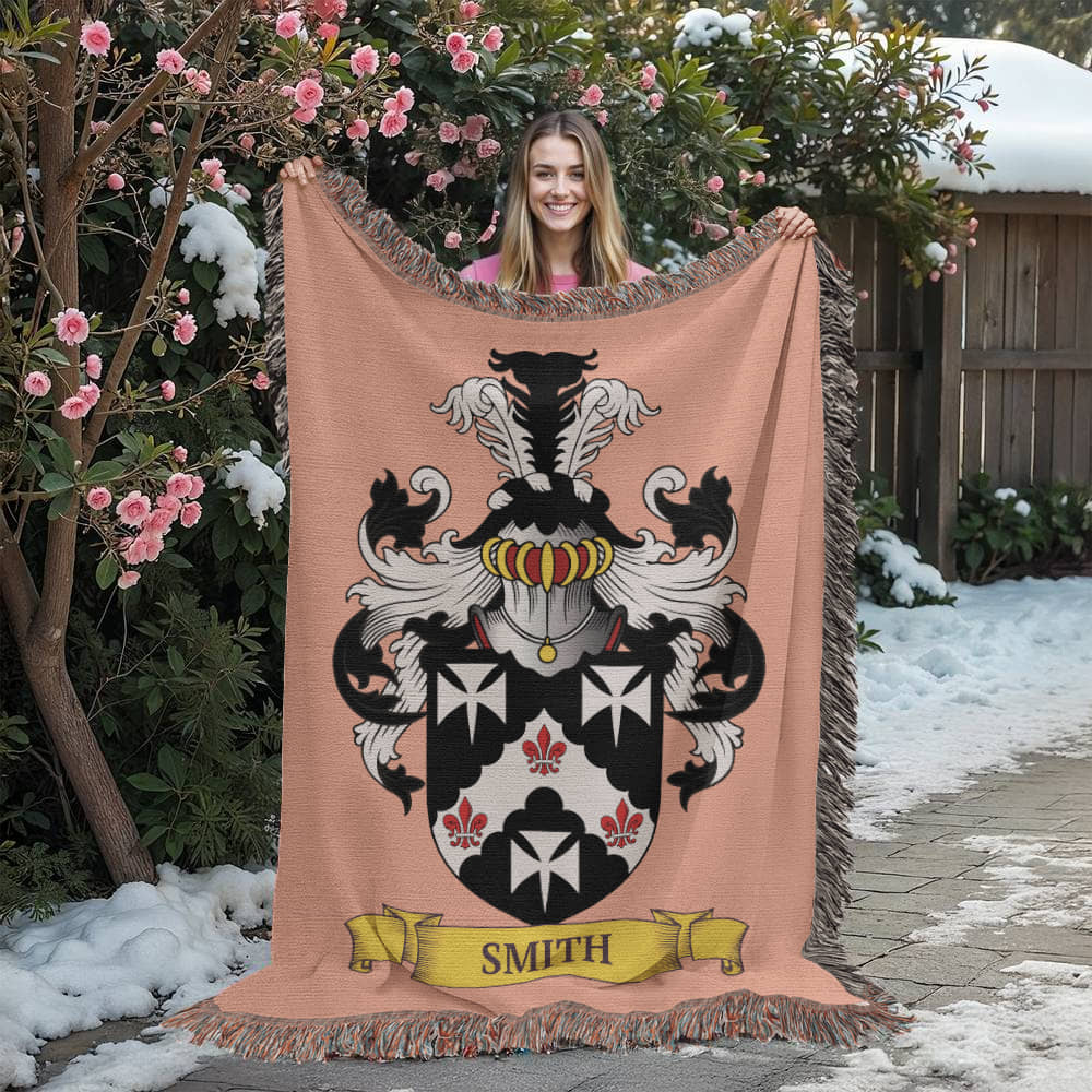 PEACH || 50 x 60 in - Family Crest Woven Blanket